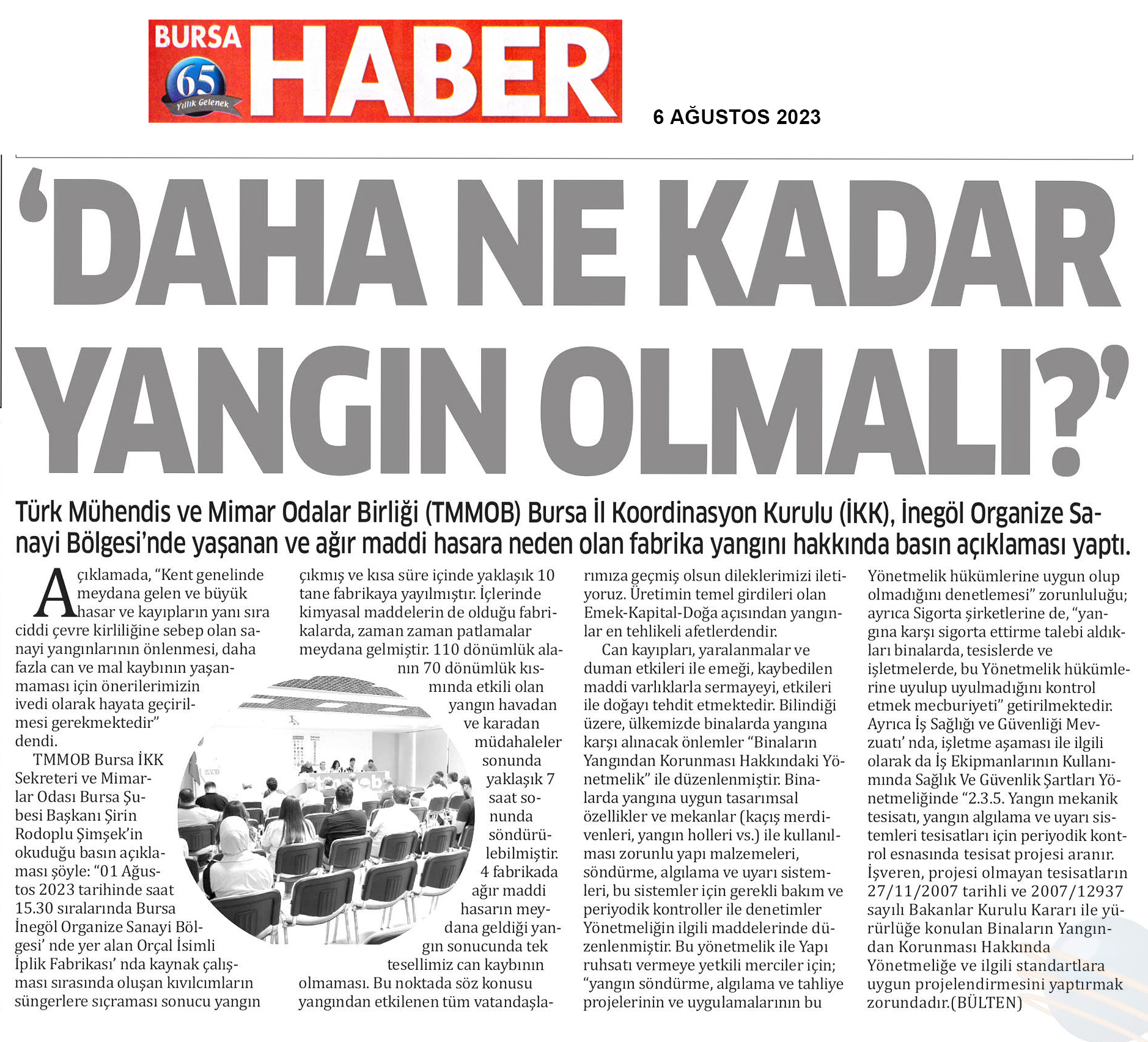 20230806 BURSA HABER Mimarlar Odası Bursa Şubesi